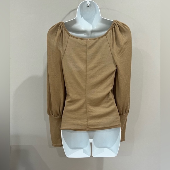 Free People Intimately Free tan balloon sleeve square neck top NWOT size small - Picture 4 of 7